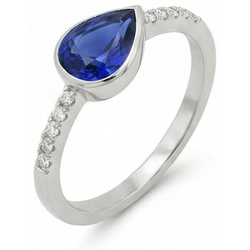 Natural Women's Solitaire Sapphire Ring With Accents Bezel Set 2.50 Carats