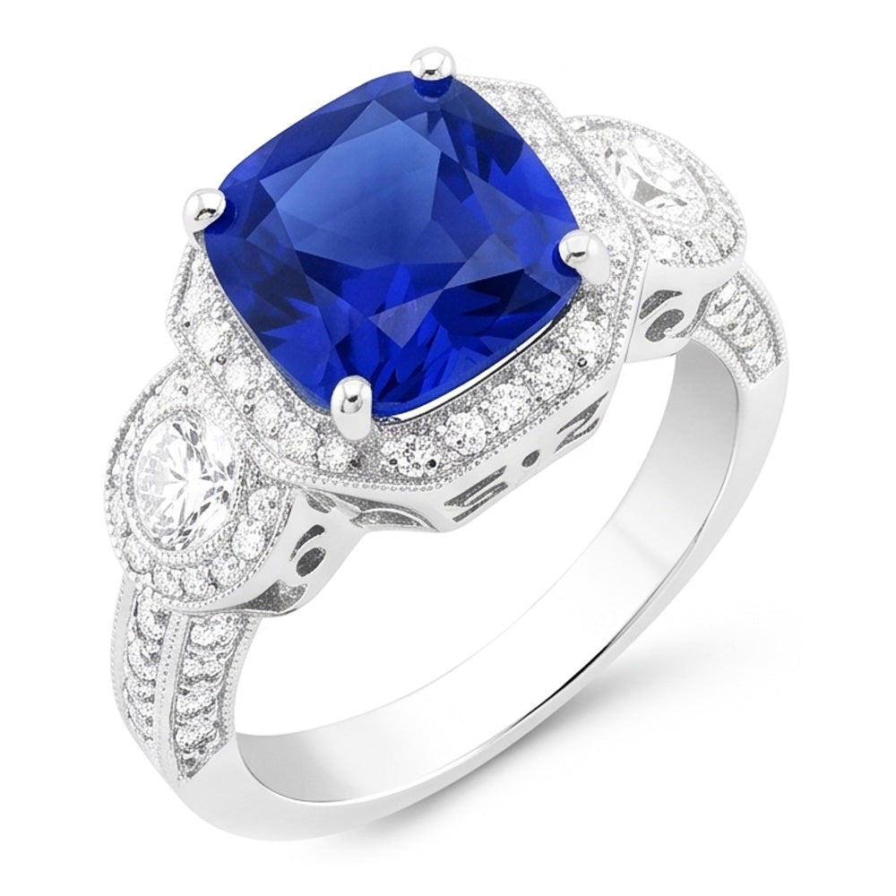 Women's Vintage Sapphire Natural Earth Mined Diamond ( Not Lab Grown ) Ring
