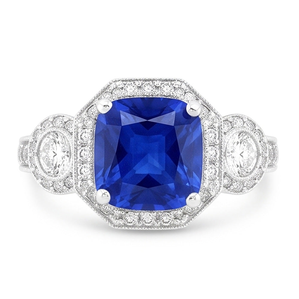Women's Vintage Sapphire Natural Earth Mined Diamond ( Not Lab Grown ) Ring