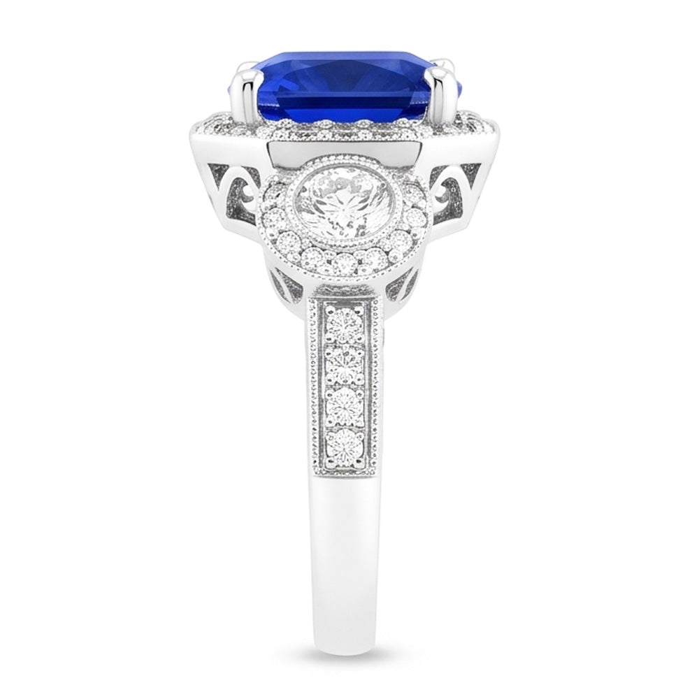Women's Vintage Sapphire Natural Earth Mined Diamond ( Not Lab Grown ) Ring