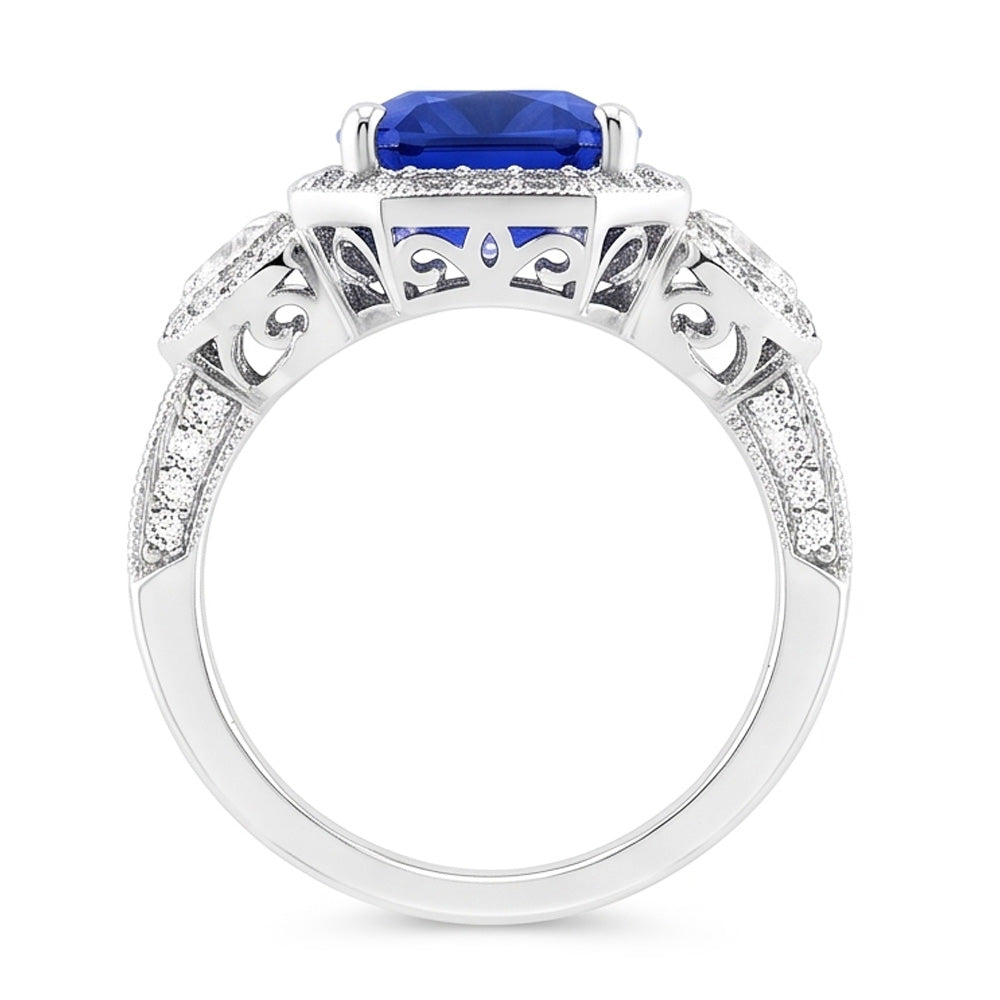 Women's Vintage Sapphire Natural Earth Mined Diamond ( Not Lab Grown ) Ring