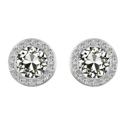 Fine Diamond Antique Cushion Drop Earrings 2 ct in 14K White Gold