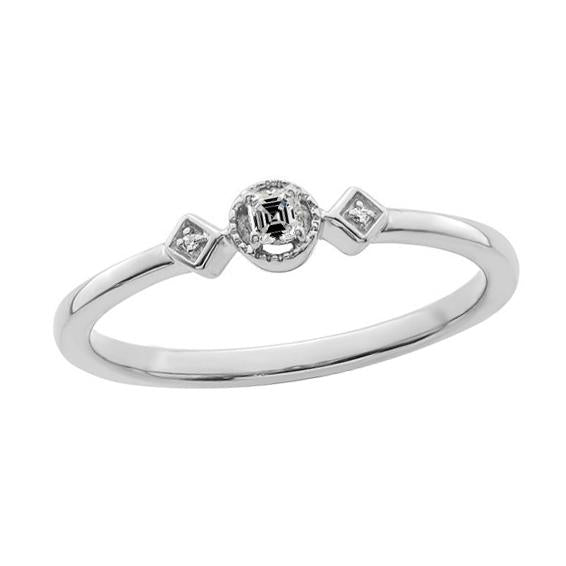 Women’s 3 Stone Anniversary Ring Round & Asscher Genuine Diamond 0.75 Carats