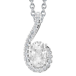 Women’s Genuine Natural Earth Mined Diamond Pendant Slide Jewelry Halo Oval Old Miner 5.50 Carats