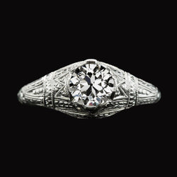 Women’s Gold Solitaire Ring Old Cut Real Natural Earth Mined Diamond Antique Style 2 Carats