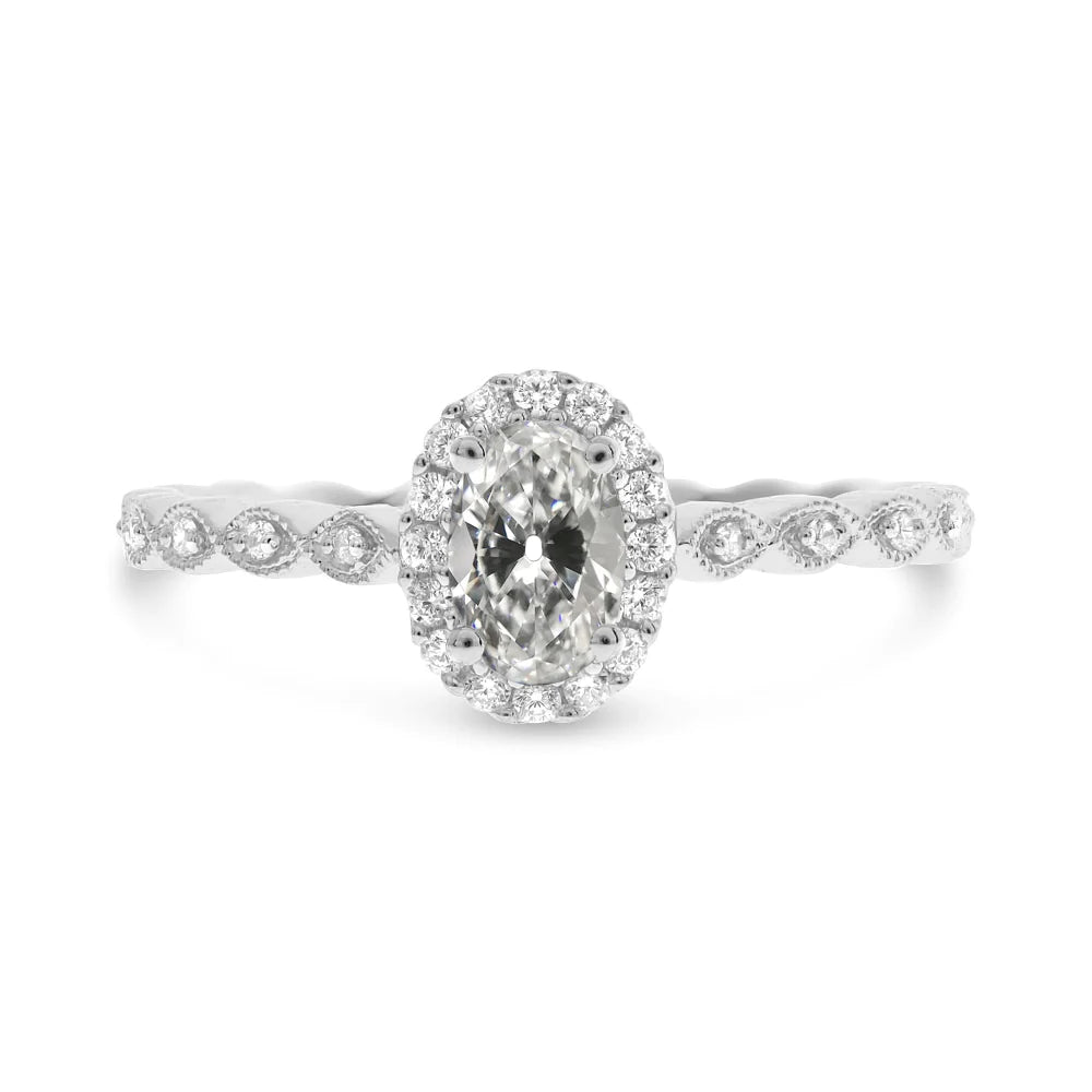 Women’s Halo Anniversary Ring Oval Old Mine Cut Real Diamond 3.50 Carats