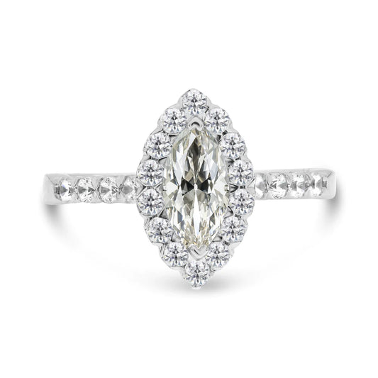 Women’s Halo Engagement Ring Marquise Old Mine Cut Real Diamond 4.50 Carats