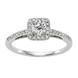 Women’s Halo Engagement Ring With Accents Old Cut Genuine Diamond 3 Carats
