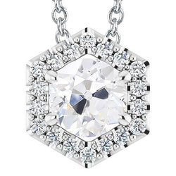 Women’s Halo Real Diamond Pendant Round Old Miner 7.50 Carats Jewelry