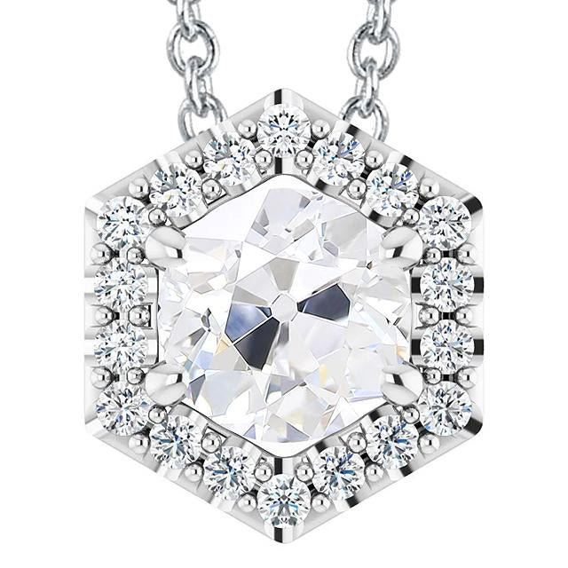 Women’s Halo Real Diamond Pendant Round Old Miner 7.50 Carats Jewelry
