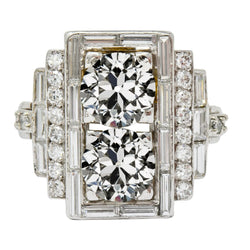 Women’s Halo Ring Baguette & Round Old Mine Cut Real Diamond 7.50 Carats