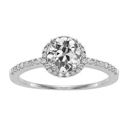 Women’s Halo Round Old Miner Genuine Diamond Ring With Accents 4 Carats
