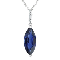 Women’s Marquise Dark Blue Sapphire & IGI CERTIFIED Diamond Pendant 4.75 Carats