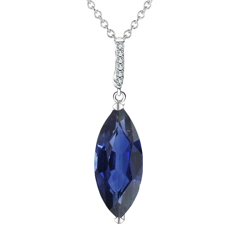 Women’s Marquise Dark Blue Sapphire & IGI CERTIFIED Diamond Pendant 4.75 Carats