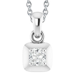 Women’s Natural Earth Mined Diamond Pendant Cushion Old Miner 2 Carats 14K