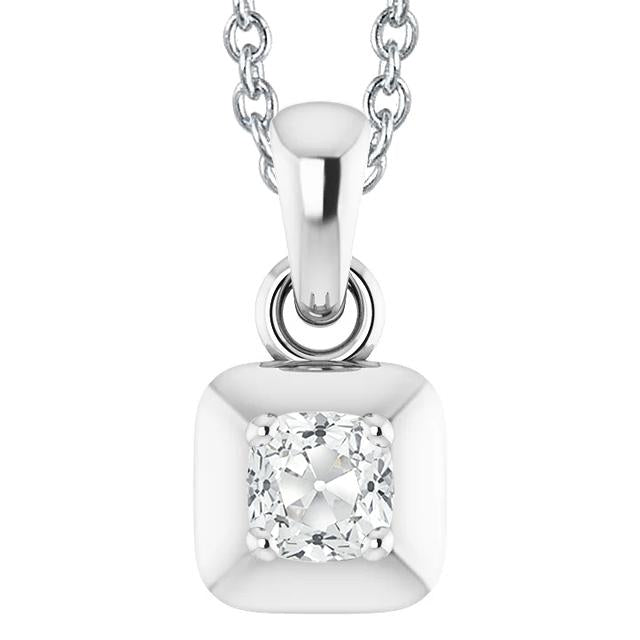 Women’s Natural Diamond Pendant Cushion Old Miner 2 Carats 14K