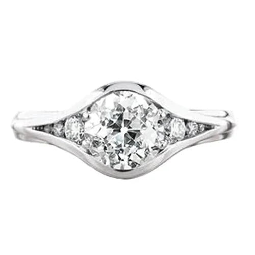 Women’s Old Mine Cut Round Genuine Diamond Ring Split Shank 1.25 Carats