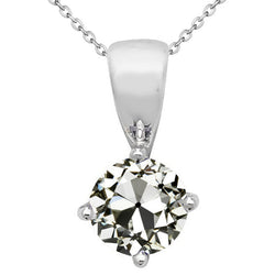 Antique Cushion Brilliant Diamond Pendant in 14K White Gold