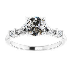 Women's Real Diamond Engagement Ring Old Mine Cut Bar Prong Set 3 Carats