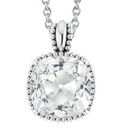 Women's Real Natural Earth Mined Diamond Pendant Cushion Old Miner Beaded Style 5 Carats 14K