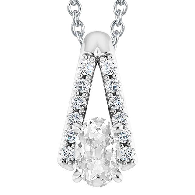 Women’s Real Diamond Pendant Slide Jewelry Oval Old Cut 5.50 Carats