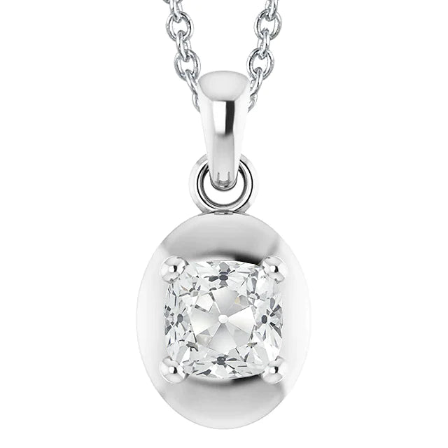 Women’s Real Diamond Pendant With Bail Cushion Old Miner 3.50 Carats