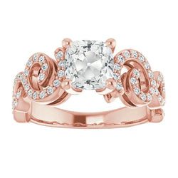 Women's Ring Cushion Old Miner Genuine Diamond Prong Set 8 Carats Rose Gold