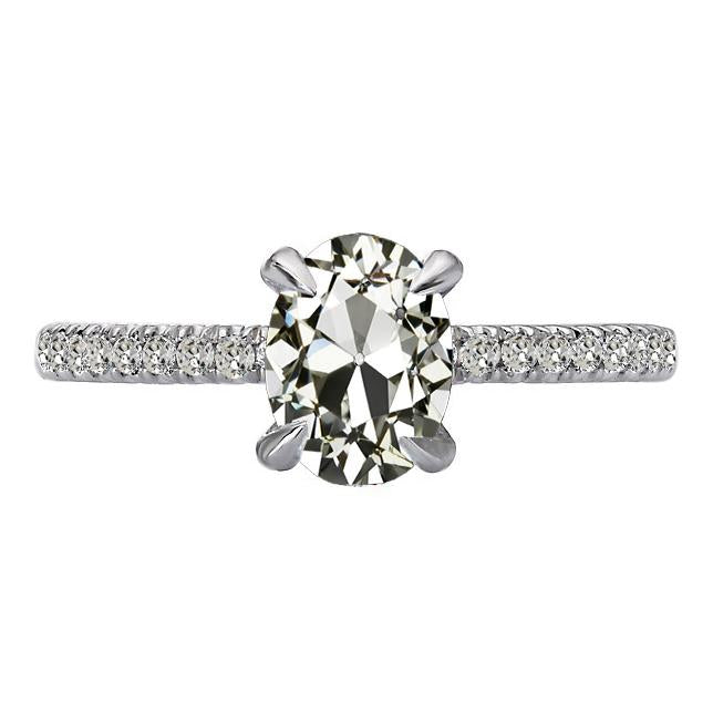 Women's Ring Oval Old Mine Cut Real Diamond Prong Set 6.50 Carats