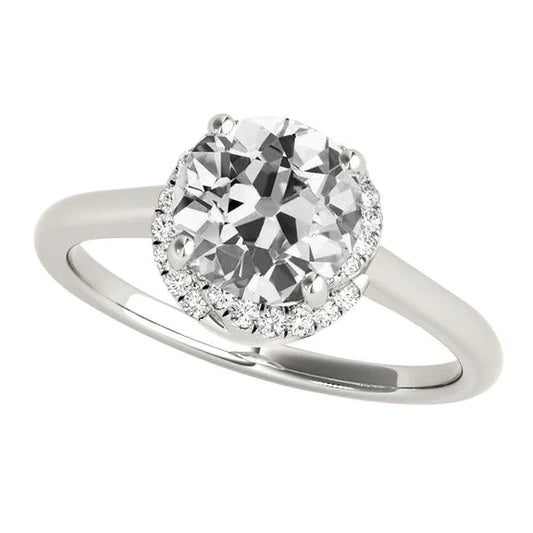 Women’s Ring Round Old Cut Natural Diamond 5.50 Carats White Gold Jewelry