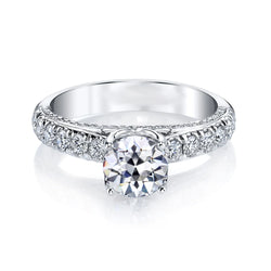 Women’s Ring Round Old Mine Cut Natural Earth Mined Diamond Cathedral Set 5.50 Carats