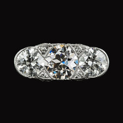 Women’s Round Old Mine Cut Real Diamond Ring 5 Carats Milgrain Shank