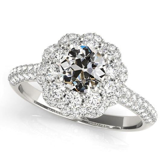 Women's Round Old Miner Genuine Diamond Ring Flower Style 5.50 Carats