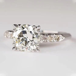 Women’s Round Old Miner Natural Earth Mined Diamond Ring Triple Prong Set 2.50 Carats
