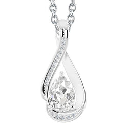 Women’s Slide Real Natural Earth Mined Diamond Pendant 3.50 Carats Pear Old Miner Twisted Style