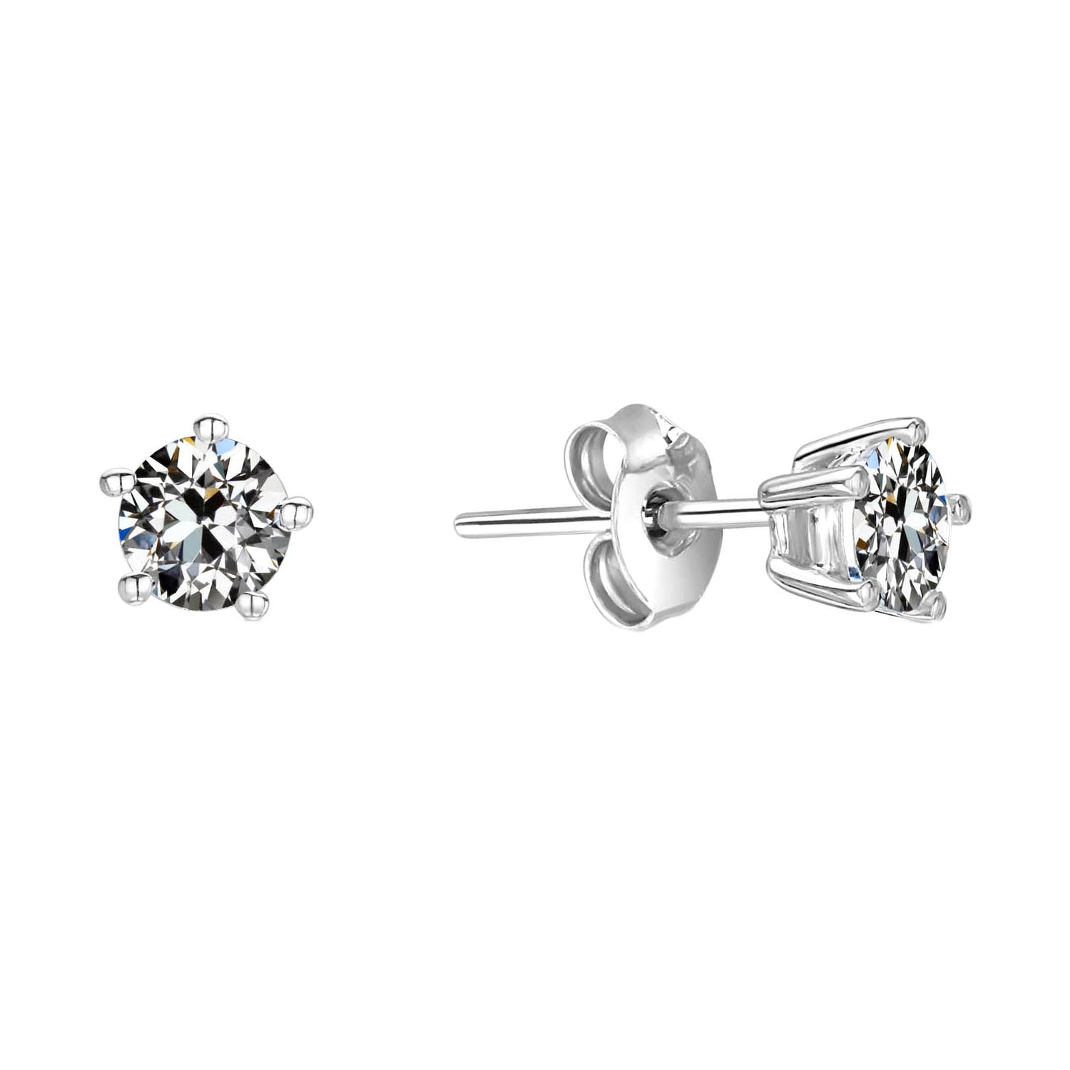 Diamond Old Mine Cut Stud Earrings in 14K White Gold – main view