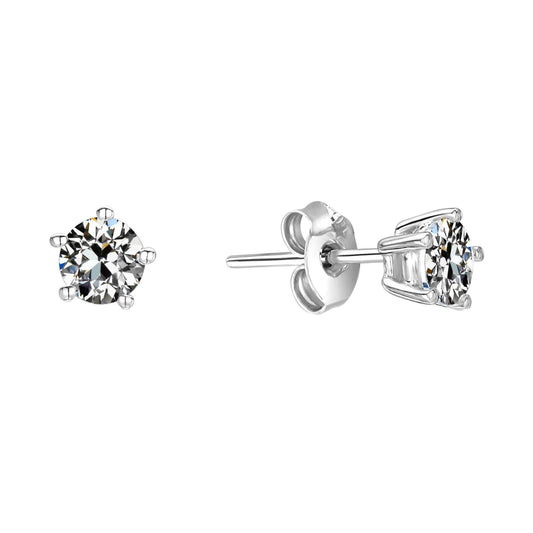 Diamond Old Mine Cut Stud Earrings in 14K White Gold – main view