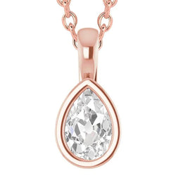 Women’s Solitaire Natural Diamond Pendant Slide Bezel Set Pear Old Miner 5 Ct.