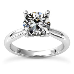 Women’s Solitaire Ring Old Mine Cut Natural Diamond Prong Set 3 Carats