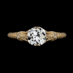 Women’s Wedding Ring Round Old Miner Real Diamond 14K Gold 2.50 Carats