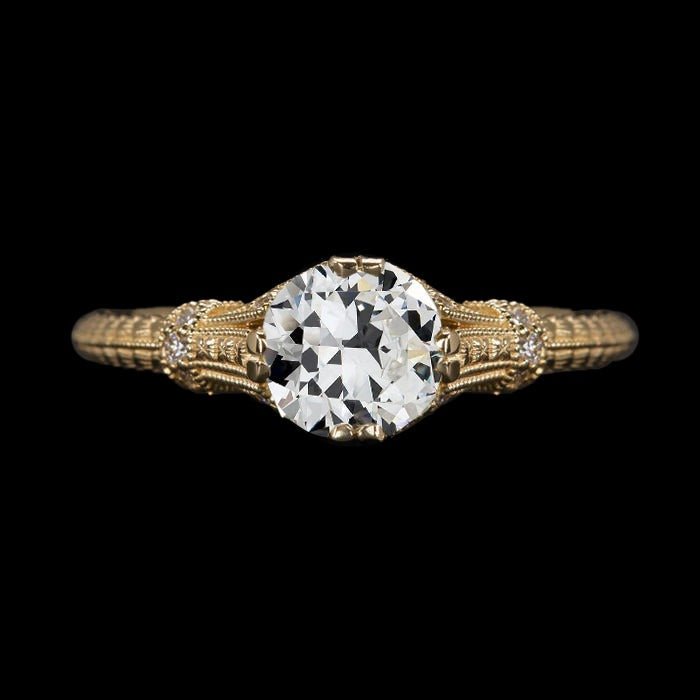 Women’s Wedding Ring Round Old Miner Real Diamond 14K Gold 2.50 Carats - Engagement Ring-harrychadent.ca
