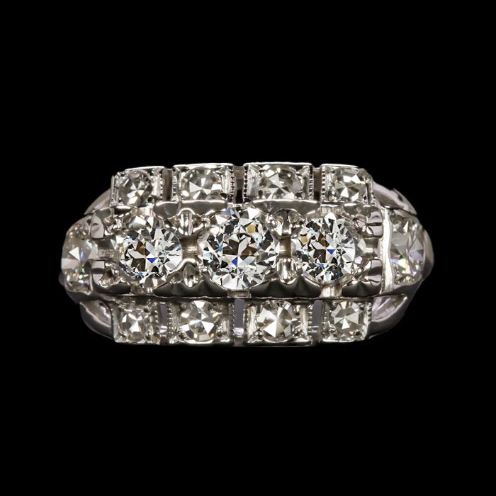 Women’s Wedding Ring Round Old Miner Real Diamond Antique Style 3.25 Carats