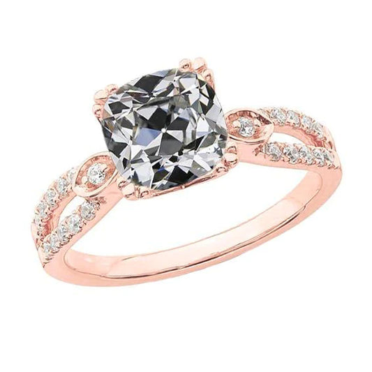 Women’s Wedding Ring Round & Cushion Old Miner Real Diamond 6.75 Carats