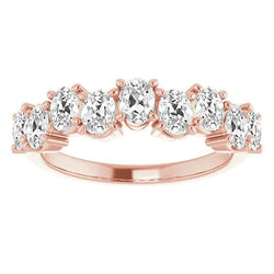 Women’s Half Eternity Band Oval Old Cut Lab Grown Diamond 6.75 Carats