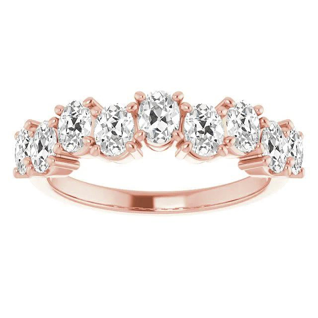 Women’s Half Eternity Band Oval Old Cut Lab Grown Diamond 6.75 Carats