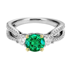 GIA-Certified Fine Emerald Gemstone Ring 2 ct – Two-Tone 14K Gold