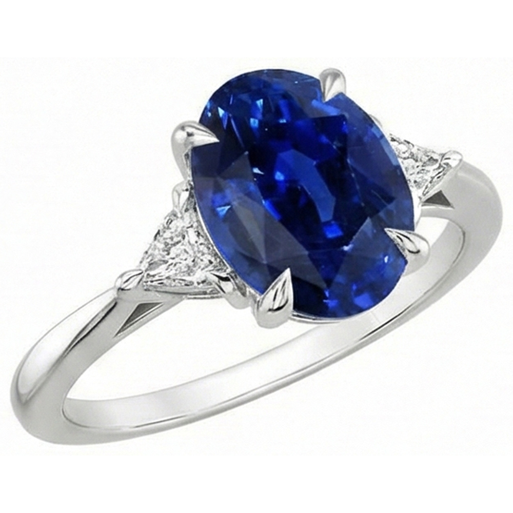 natural oval sapphire 3ct ring close up detail