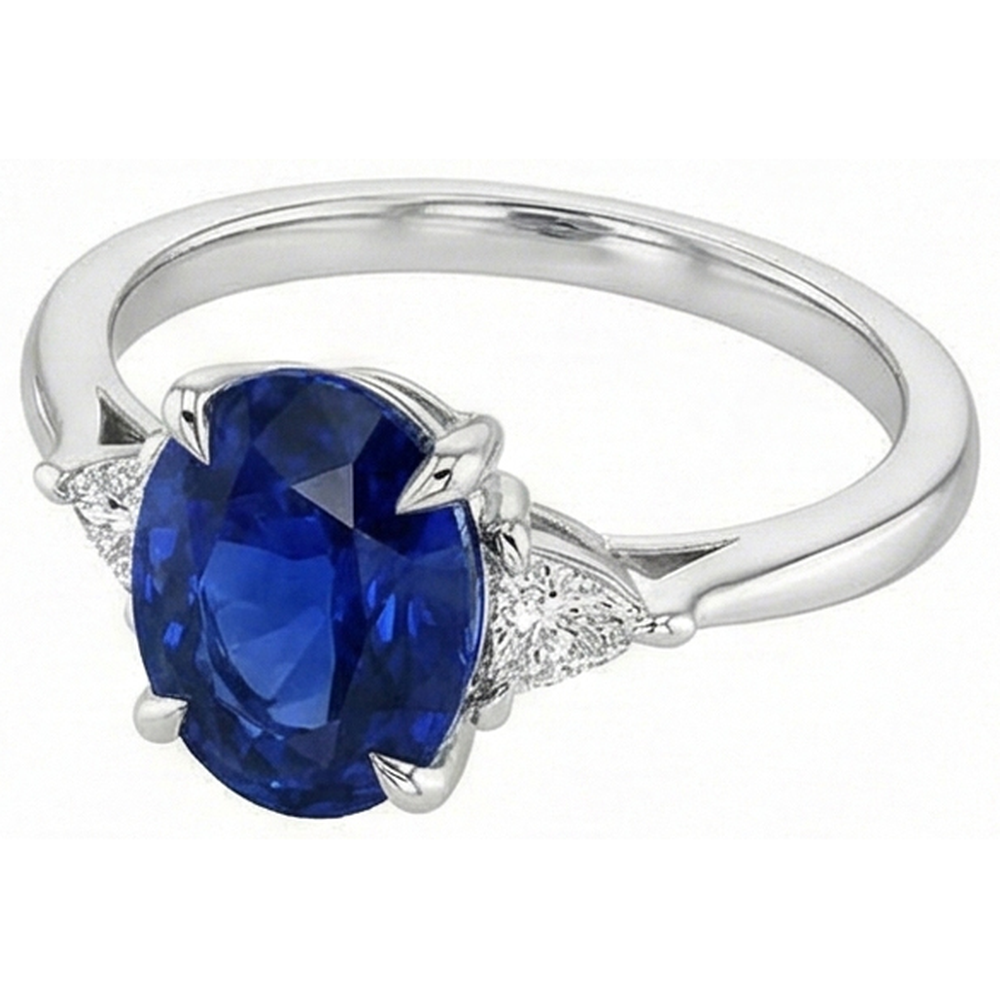 natural oval sapphire 3ct ring top view