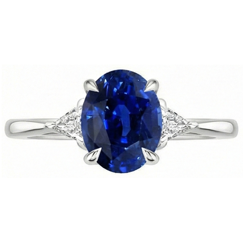 natural oval sapphire 3ct ring profile view