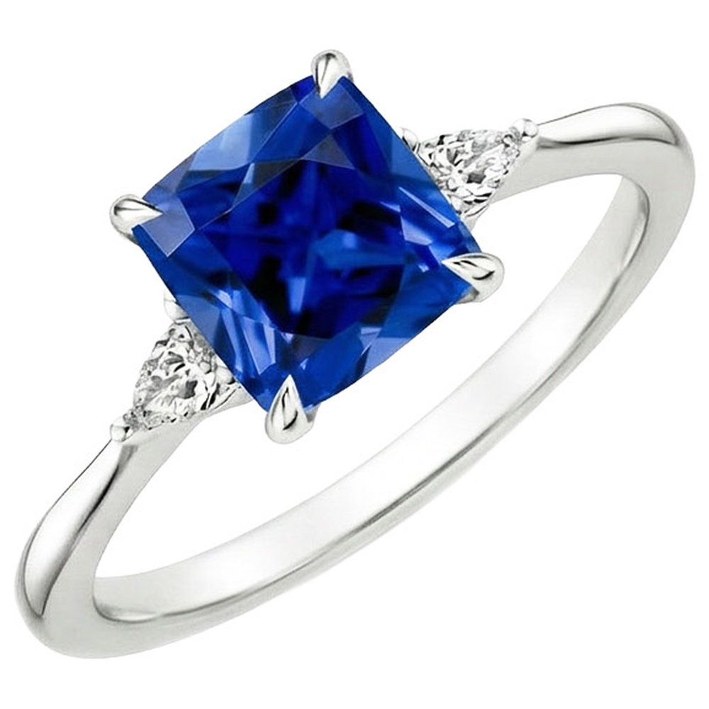 natural cushion sapphire 2.50ct ring side angle