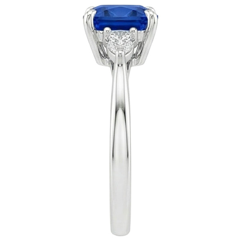 natural cushion sapphire 2.50ct ring on white background